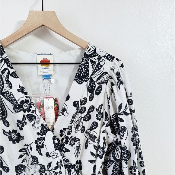 Farm Rio X Anthropologie Printed Wrap Long Sleeve Mini Dress Size Medium NWT - Picture 6 of 10